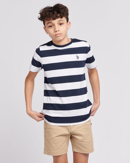 Boys Classic Stripe T-Shirt in Dark Sapphire Navy