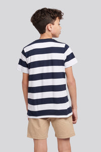 Boys Classic Stripe T-Shirt in Dark Sapphire Navy