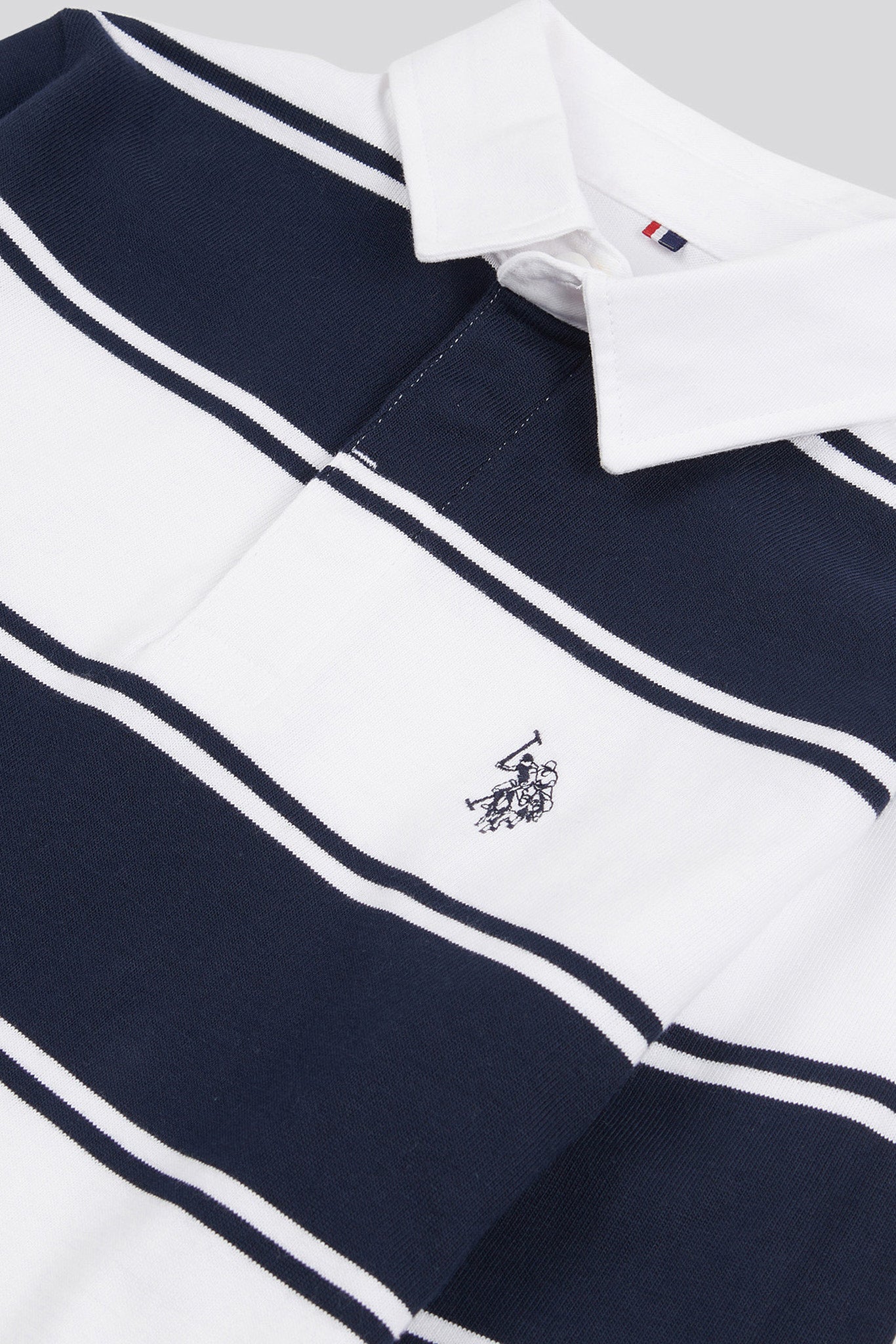 Boys Striped Rugby Shirt in Bright White