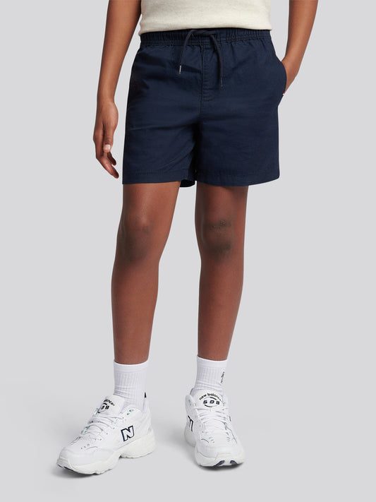 Boys Cotton Linen Deck Short in Dark Sapphire Navy