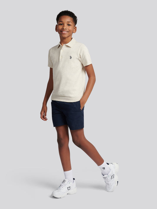 Boys Cotton Linen Deck Short in Dark Sapphire Navy