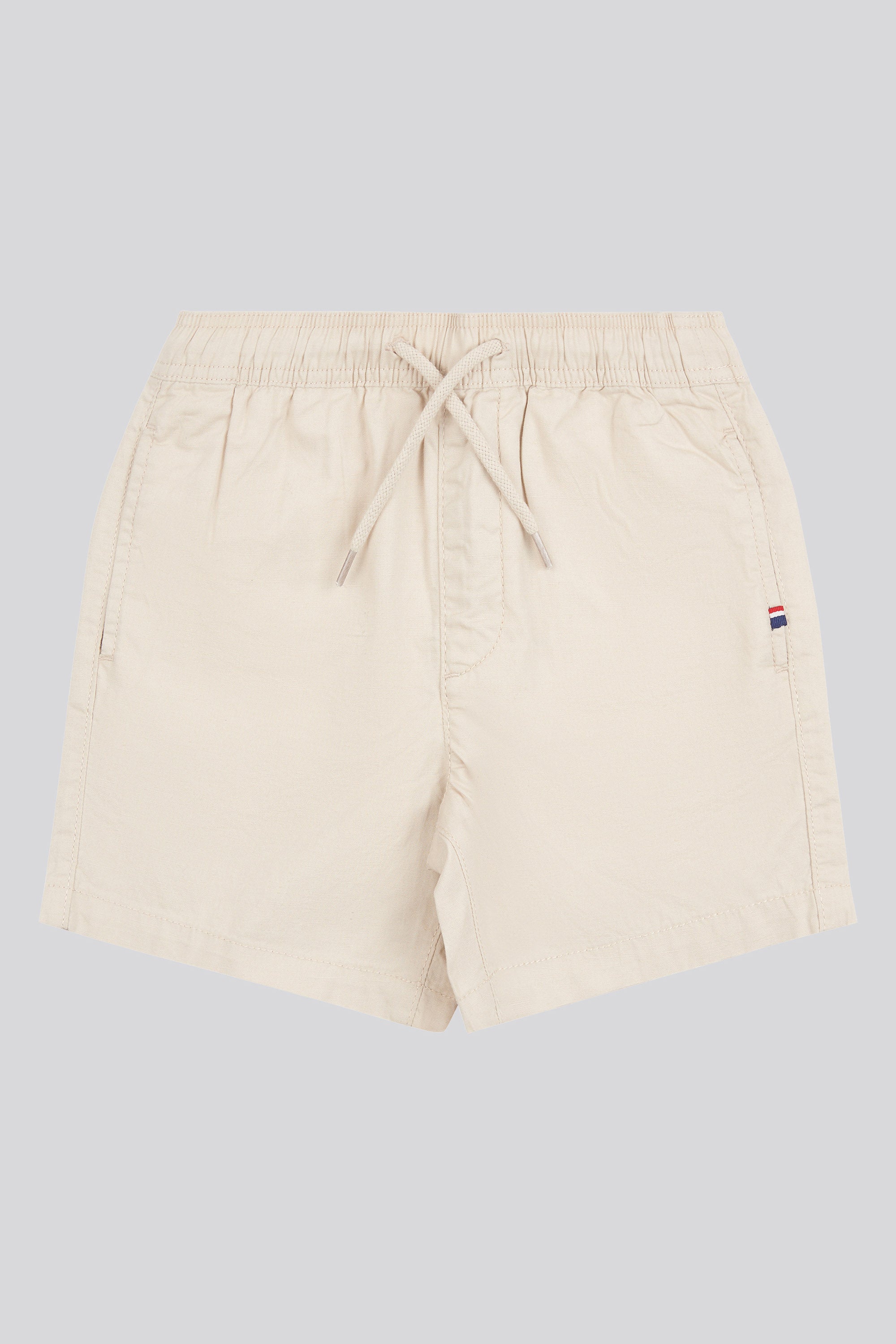 Boys Linen Blend Deck Shorts in French Oak