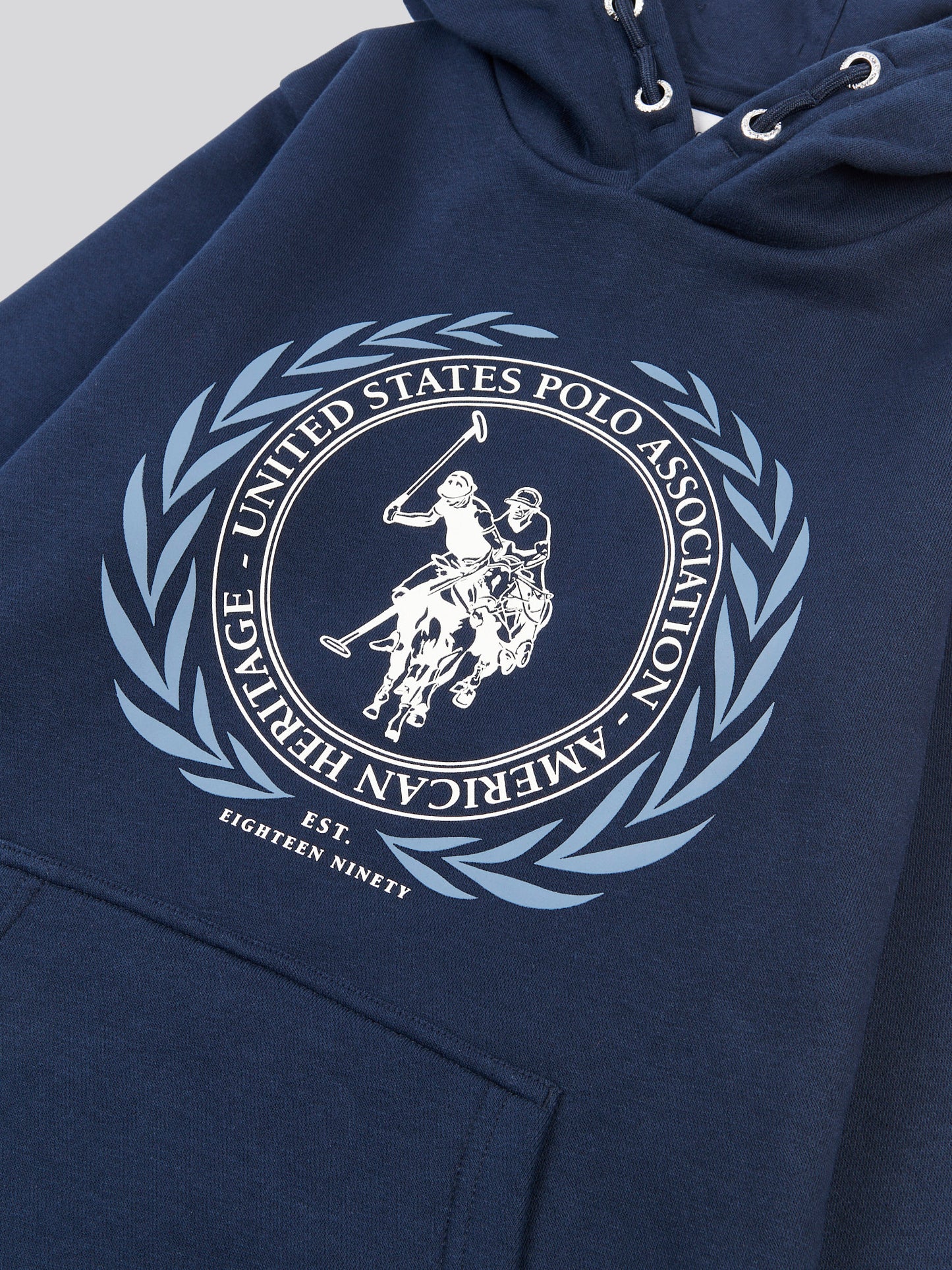 Boys Crest Graphic Hoodie in Dark Sapphire Navy