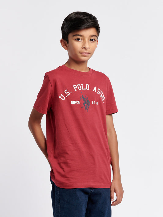 Boys Signature Arch T-Shirt in Tibetan Red