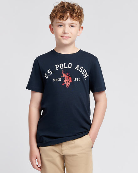 Boys Signature Arch T-Shirt in Dark Sapphire Navy