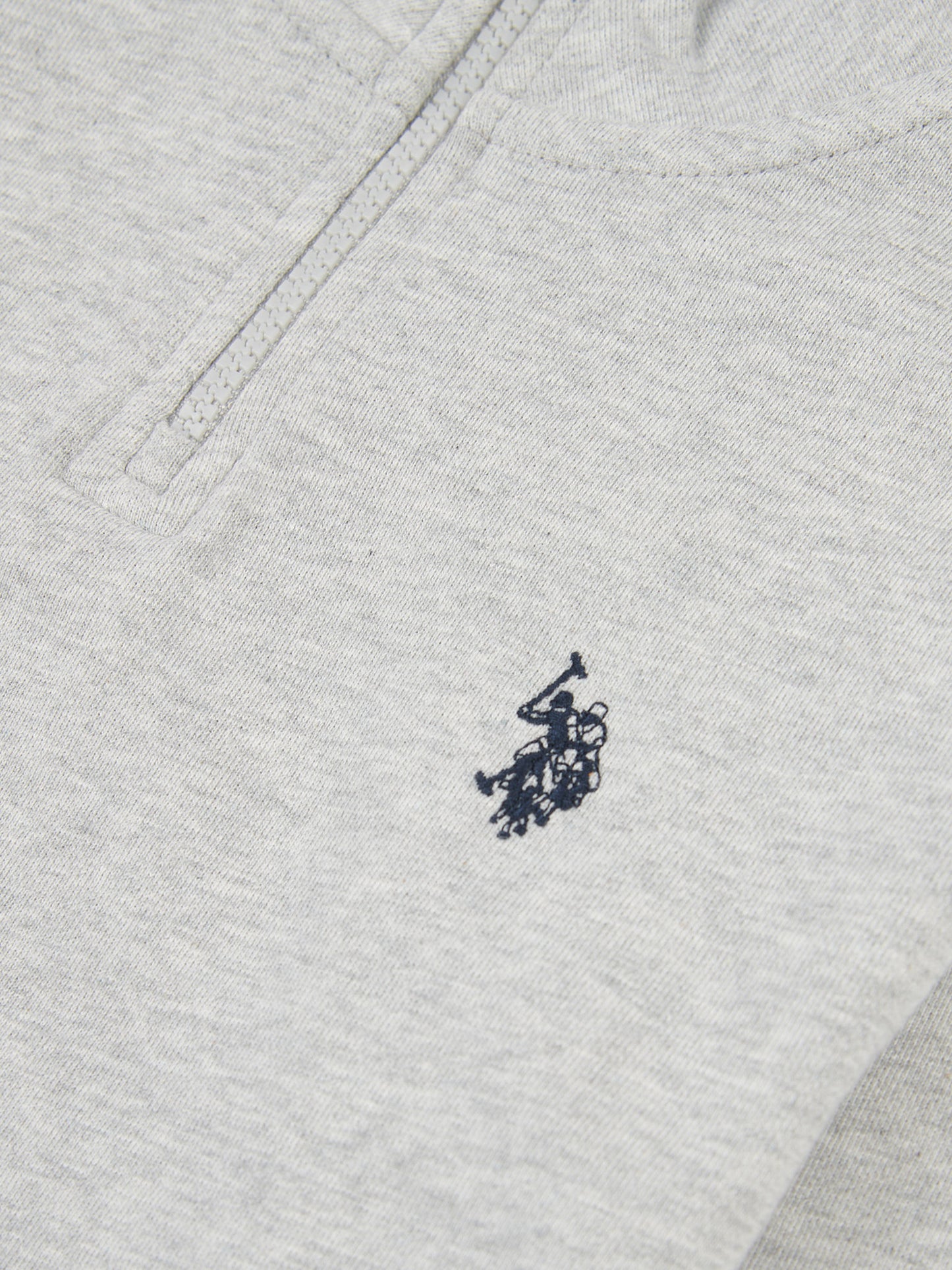 Boys Double Horsemen 1/4 Zip in Mid Grey Marl