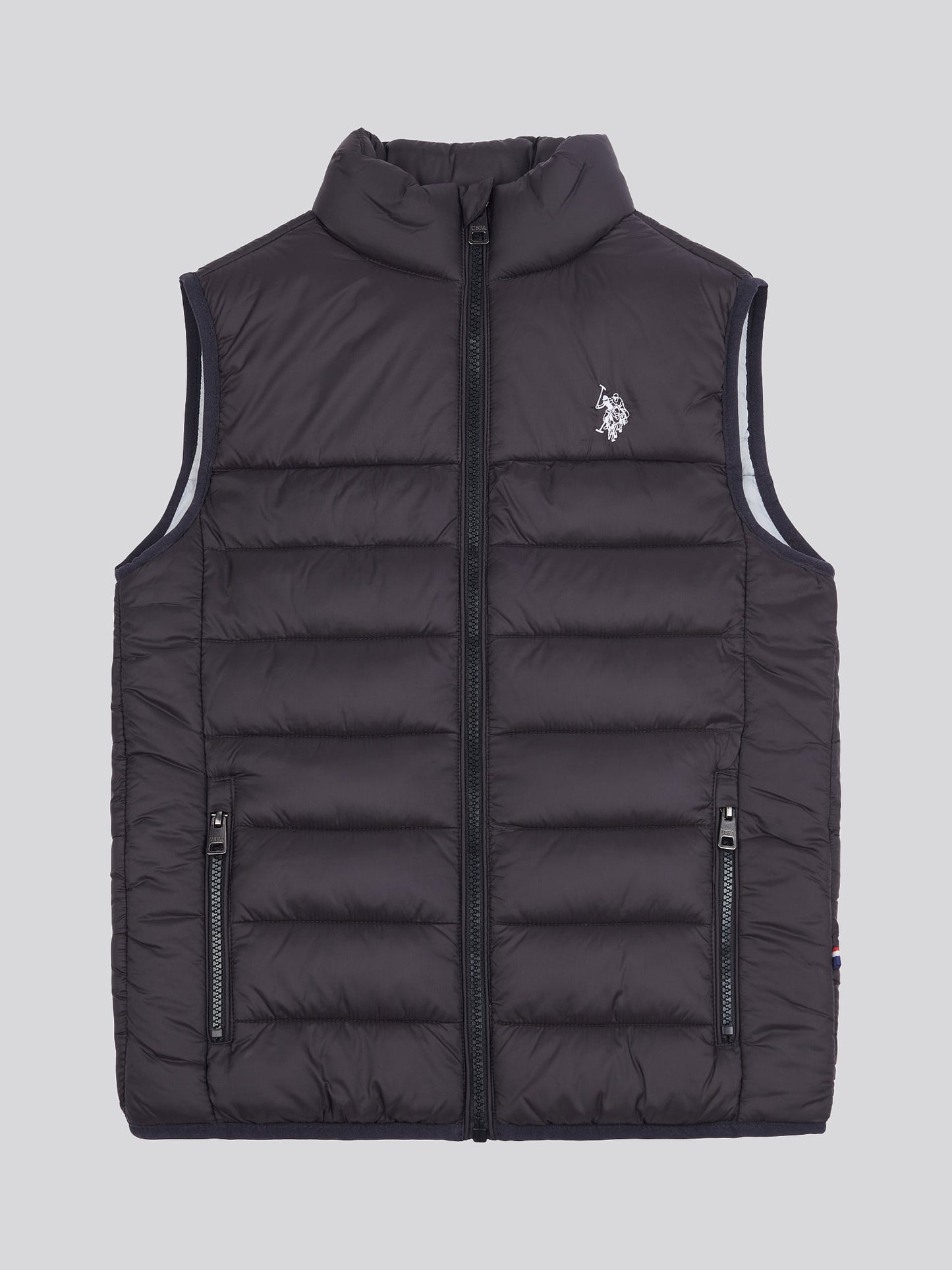 Boys Panelled Quilted Gilet in Black Bright White DHM