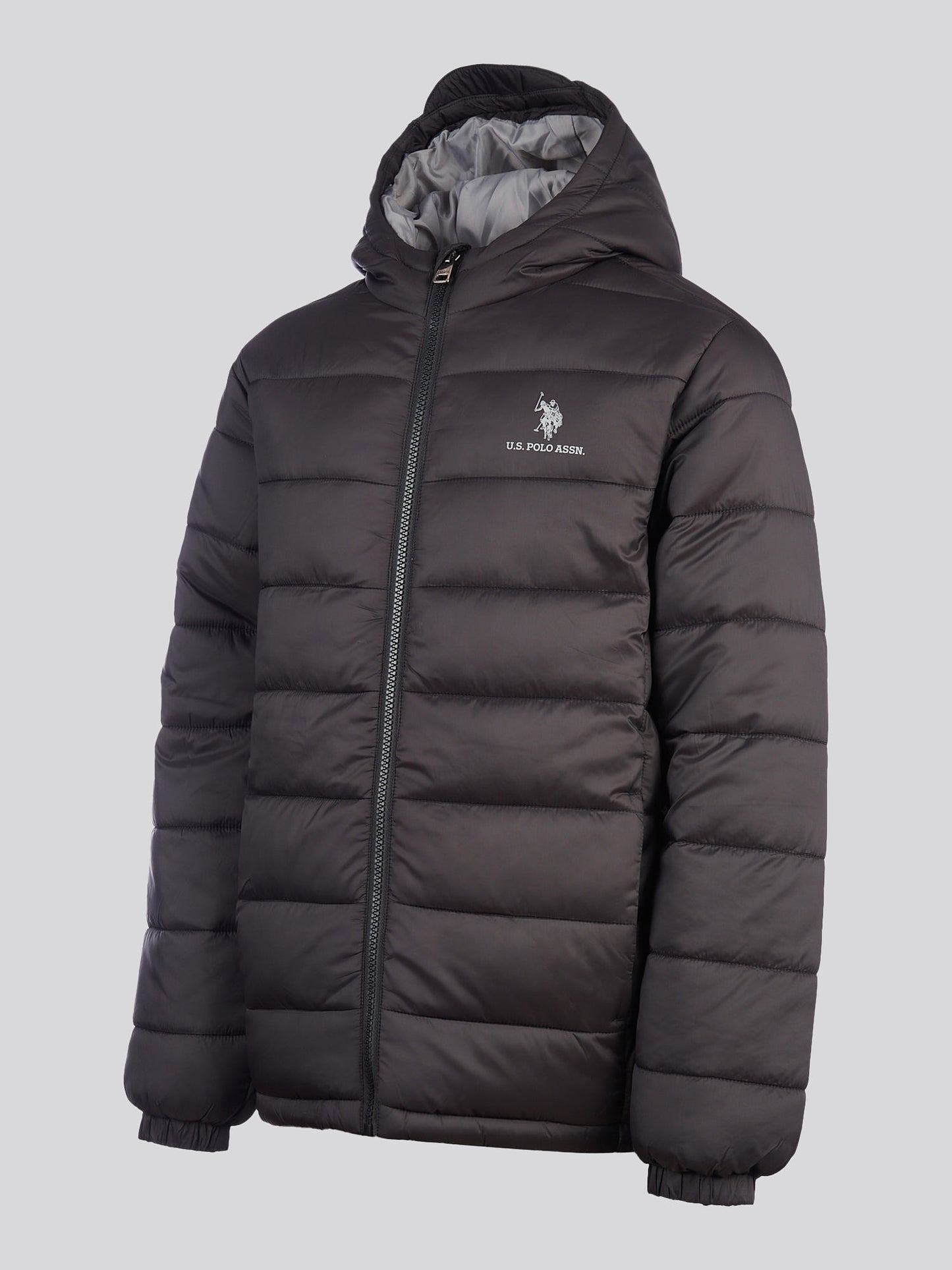 Boys Hooded Quilted Jacket in Black