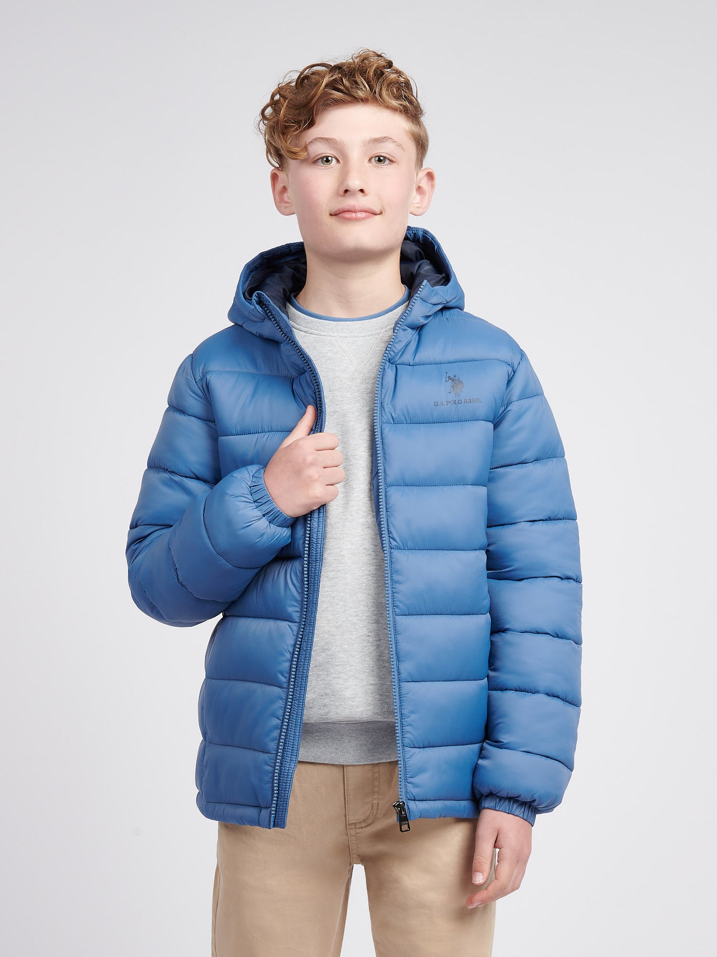 Boys Hooded Quilted Jacket in Blue Horizon