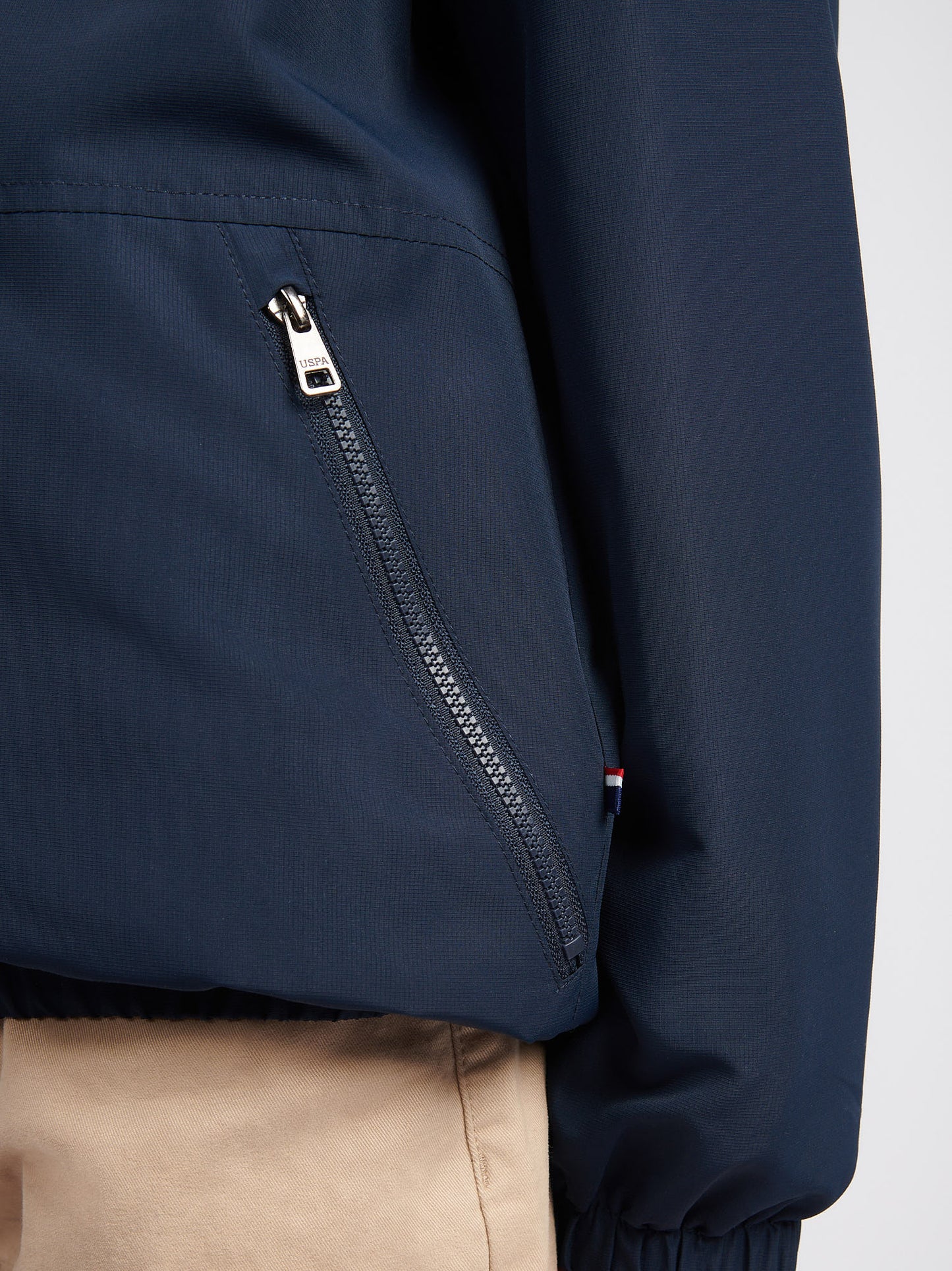 Boys Fleece Lined Windcheater in Dark Sapphire Navy / Haute Red DHM