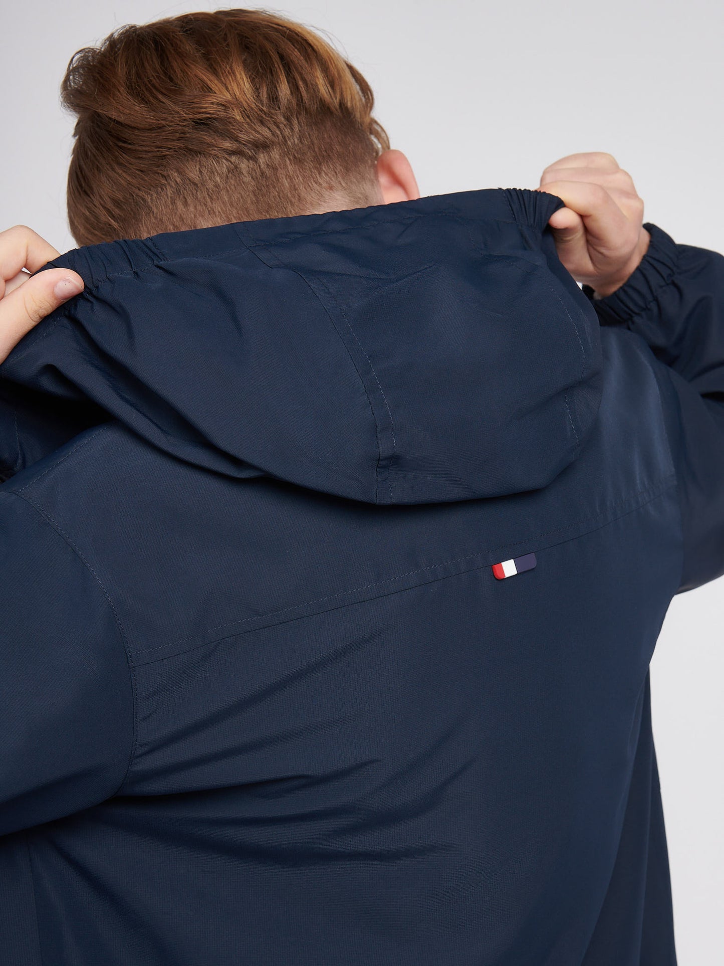 Boys Fleece Lined Windcheater in Dark Sapphire Navy / Haute Red DHM