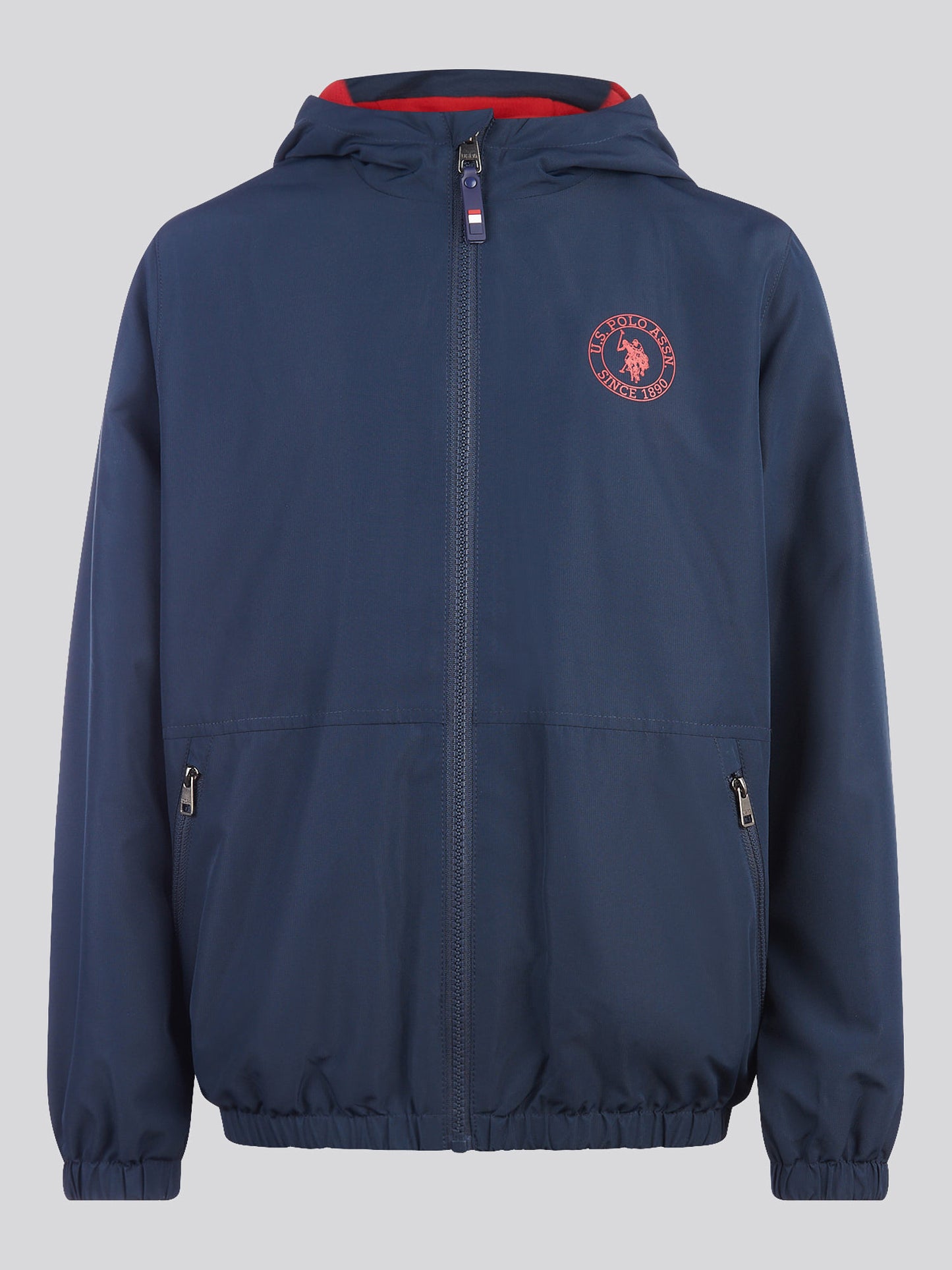 Boys Fleece Lined Windcheater in Dark Sapphire Navy / Haute Red DHM