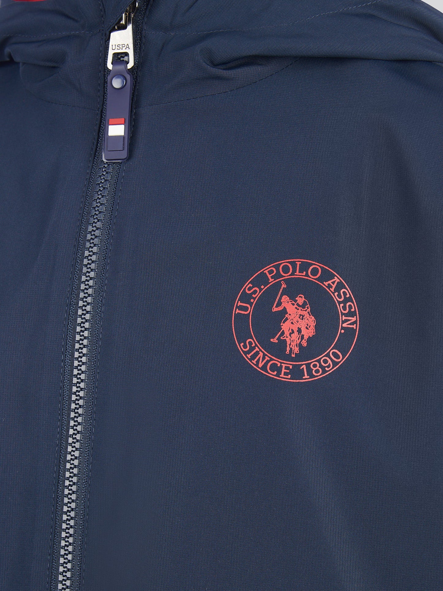 Boys Fleece Lined Windcheater in Dark Sapphire Navy / Haute Red DHM