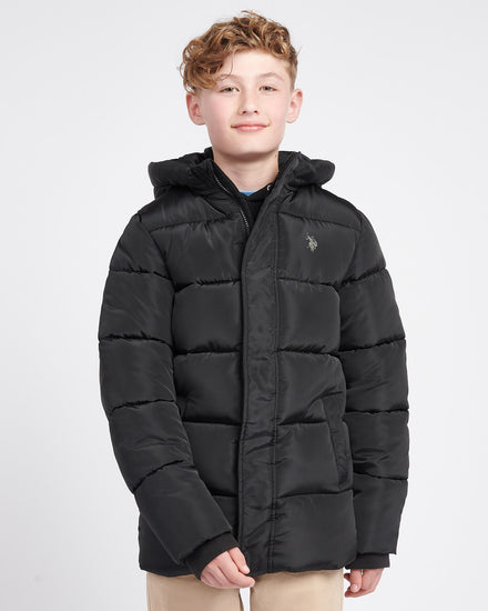 Boys Heavy Puffer Coat in Black