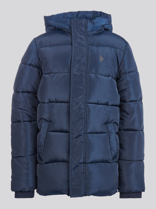 Boys Heavy Puffer Coat in Dark Sapphire Navy