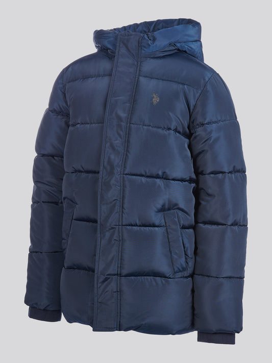 Boys Heavy Puffer Coat in Dark Sapphire Navy