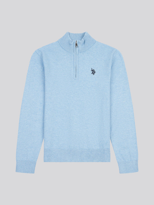 Boys Knitted Funnel Neck in Parisian Blue Marl