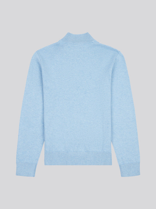 Boys Knitted Funnel Neck in Parisian Blue Marl