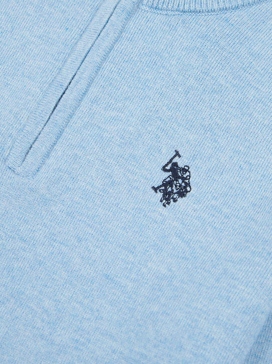 Boys Knitted Funnel Neck in Parisian Blue Marl