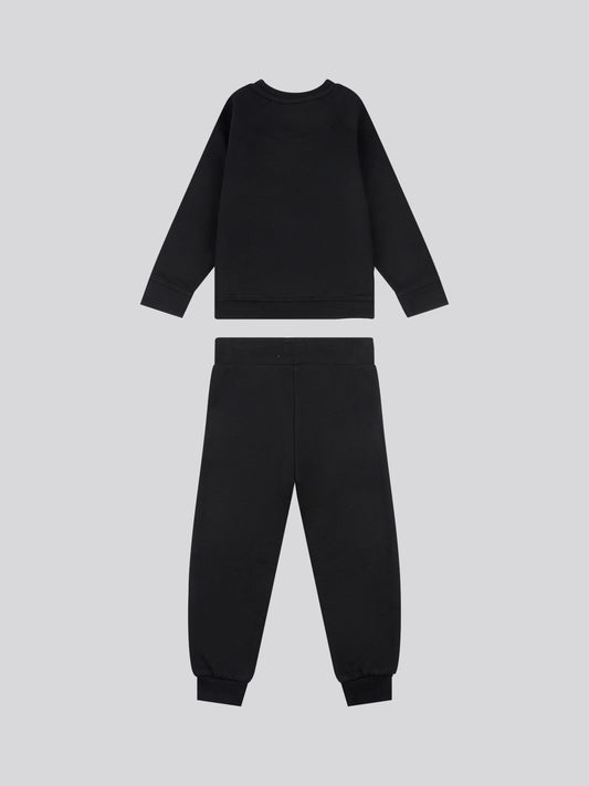Boys Double Horsemen Crew & Jogger Set in Black