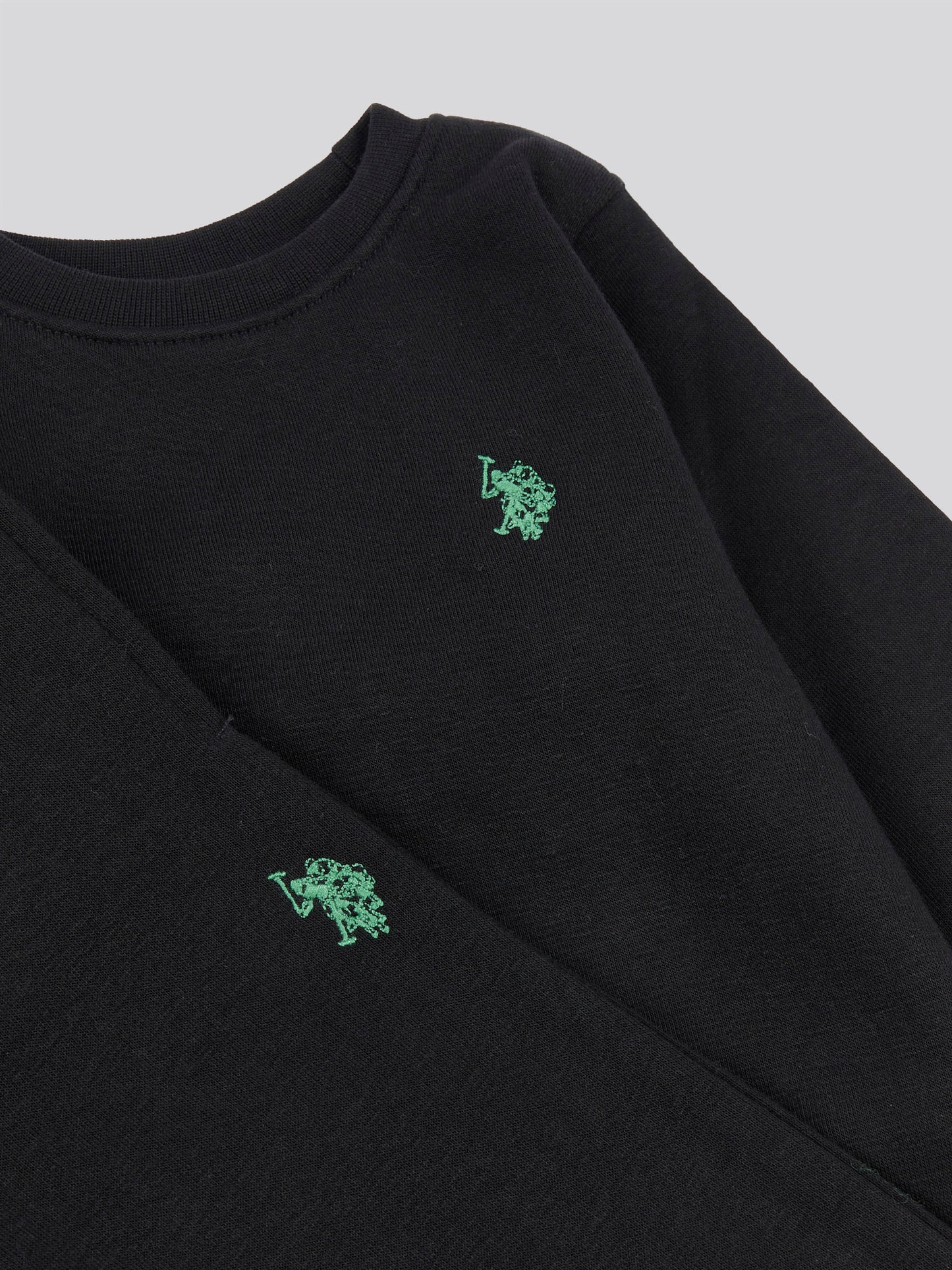 Boys Double Horsemen Crew & Jogger Set in Black