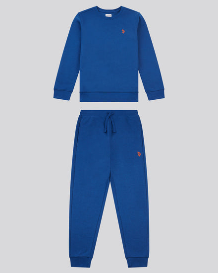 Boys Double Horsemen Crew & Jogger Set in Navy Peony