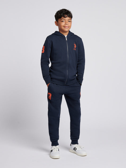 Boys Player 3 Zip Hoodie & Jogger Set in Dark Sapphire Navy