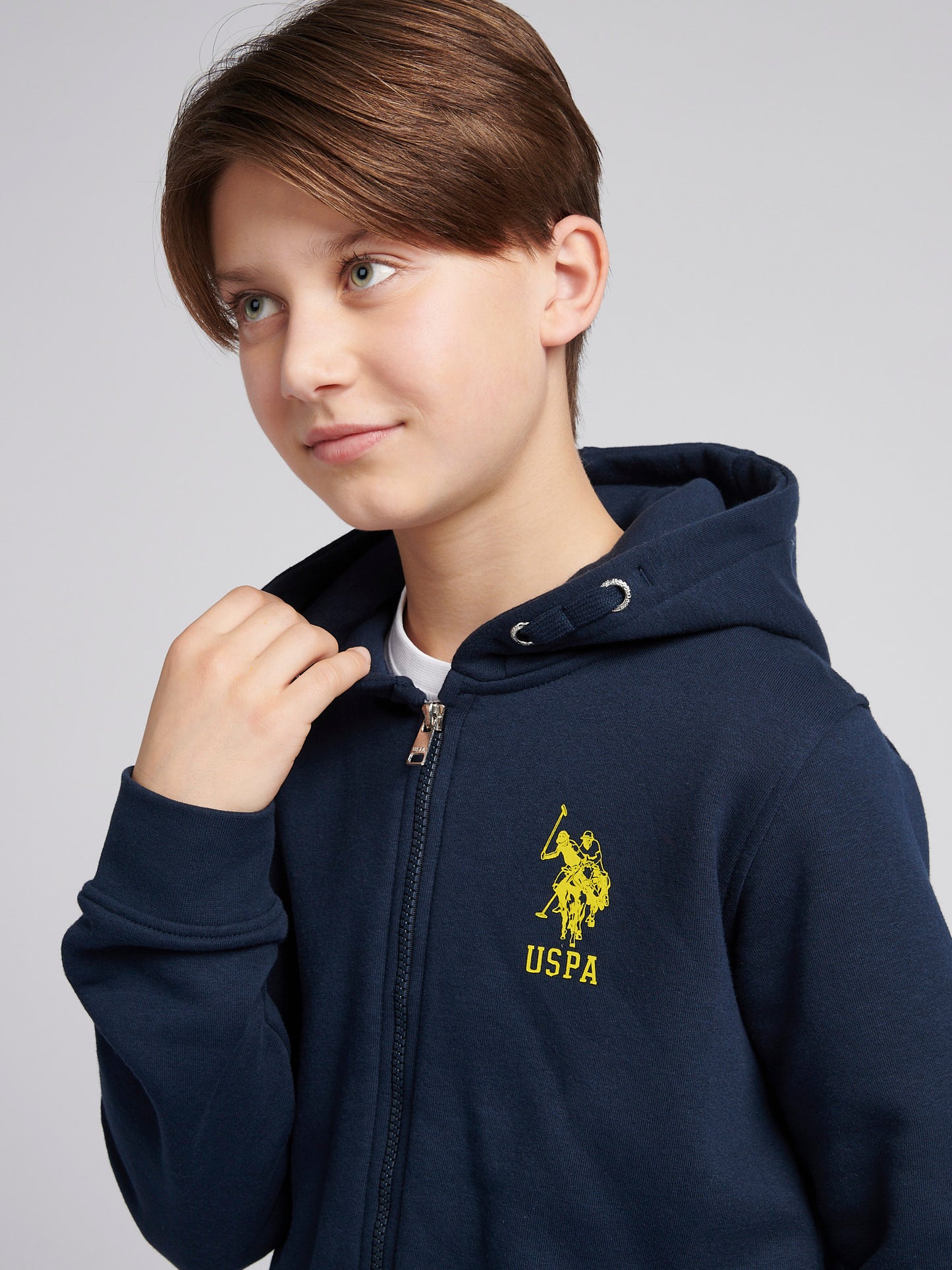 Boys Player 3 Zip Hoodie & Jogger Set in Dark Sapphire Navy / Empire Yellow DHM