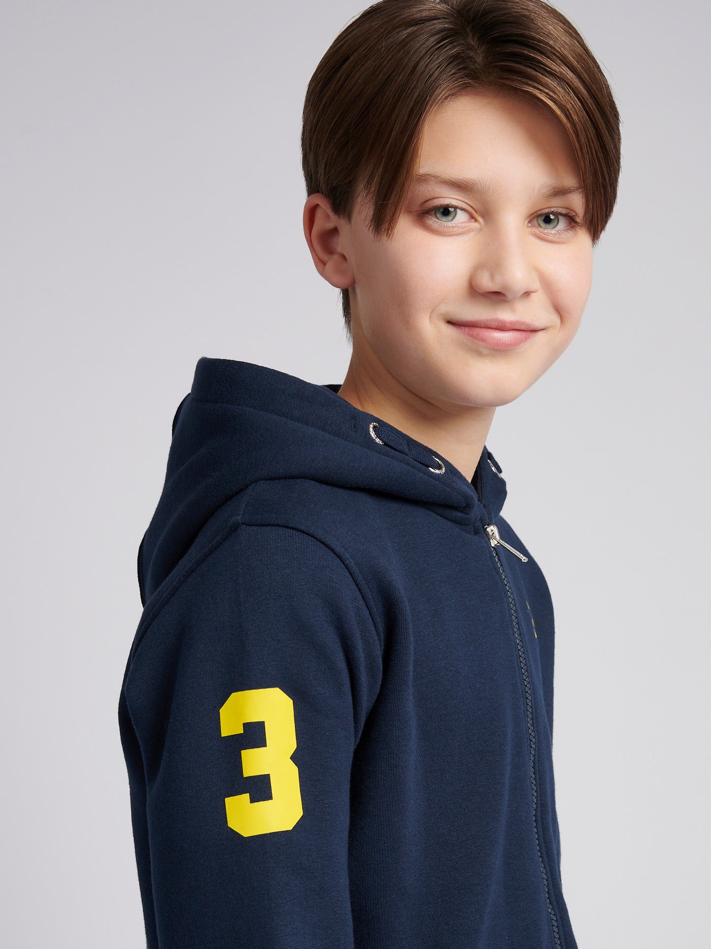Boys Player 3 Zip Hoodie & Jogger Set in Dark Sapphire Navy / Empire Yellow DHM