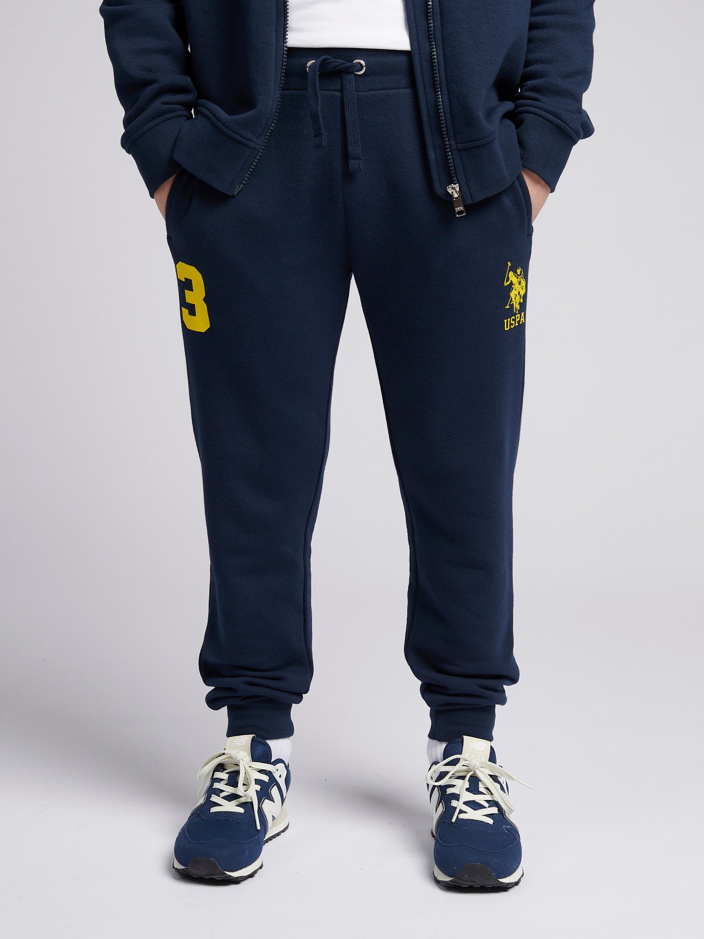 Boys Player 3 Zip Hoodie & Jogger Set in Dark Sapphire Navy / Empire Yellow DHM