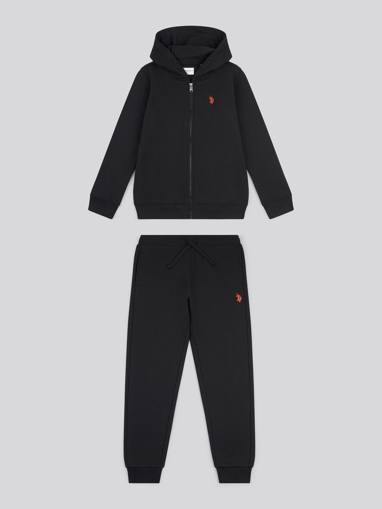 Boys Double Horsemen Zip Hoodie & Jogger Set in Black