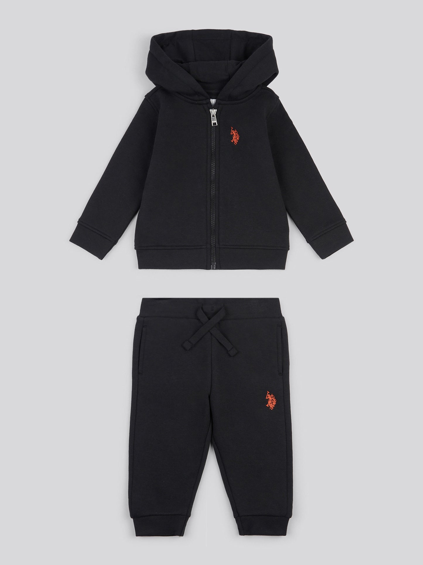 Boys Double Horsemen Zip Hoodie & Jogger Set in Black