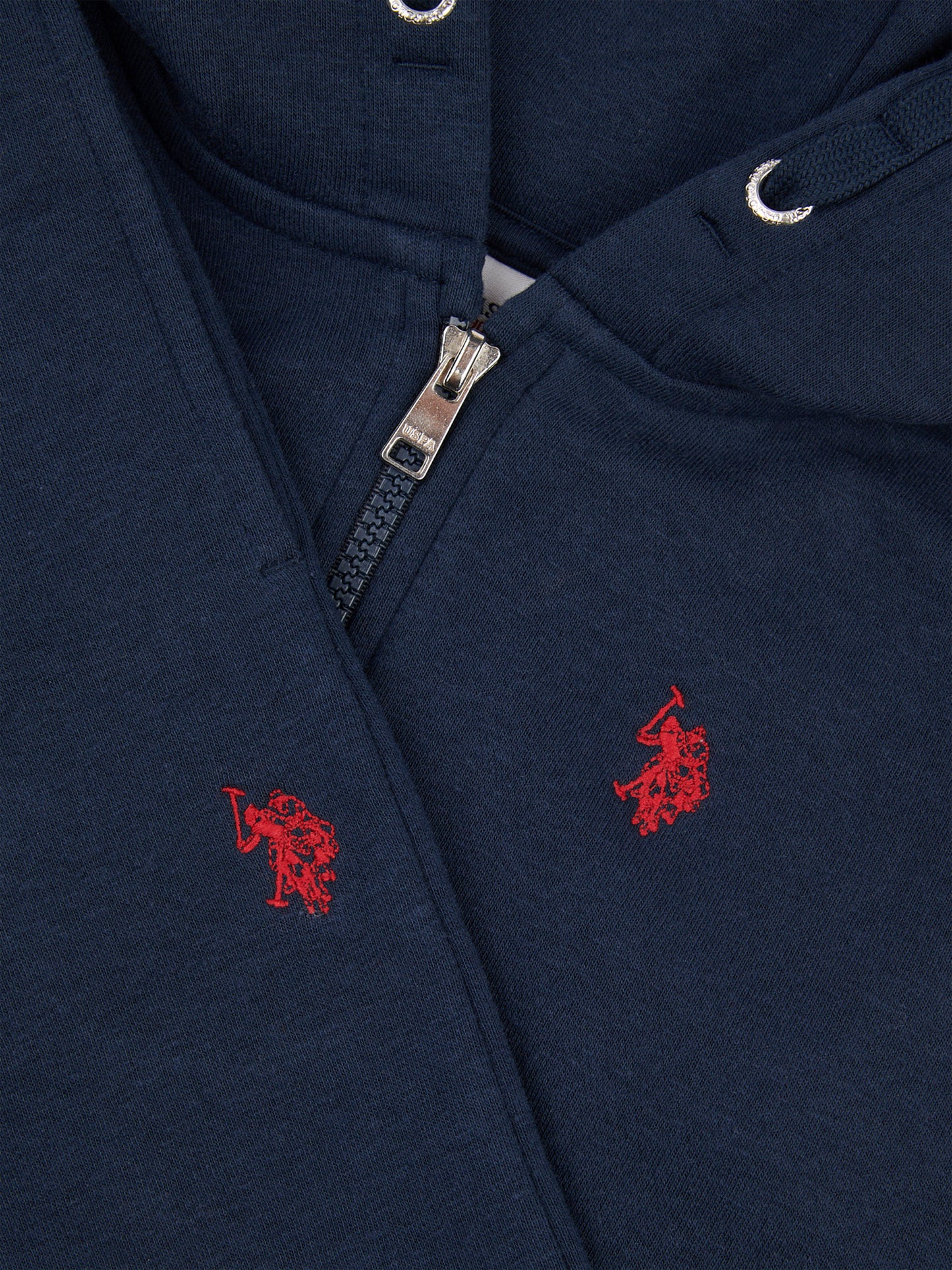 Boys Double Horsemen Zip Hoodie & Jogger Set in Dark Sapphire Navy / Haute Red DHM
