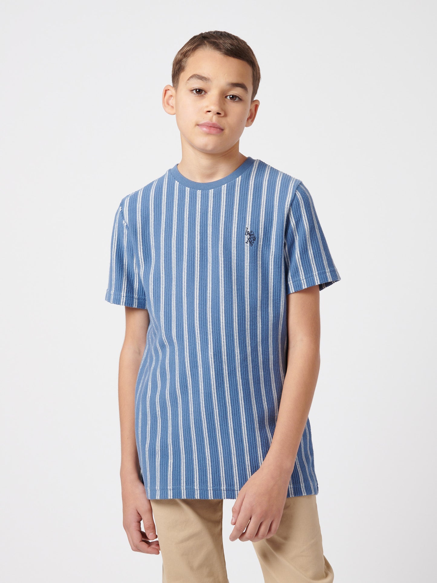 Boys Vertical Texture T-Shirt in Blue Horizon