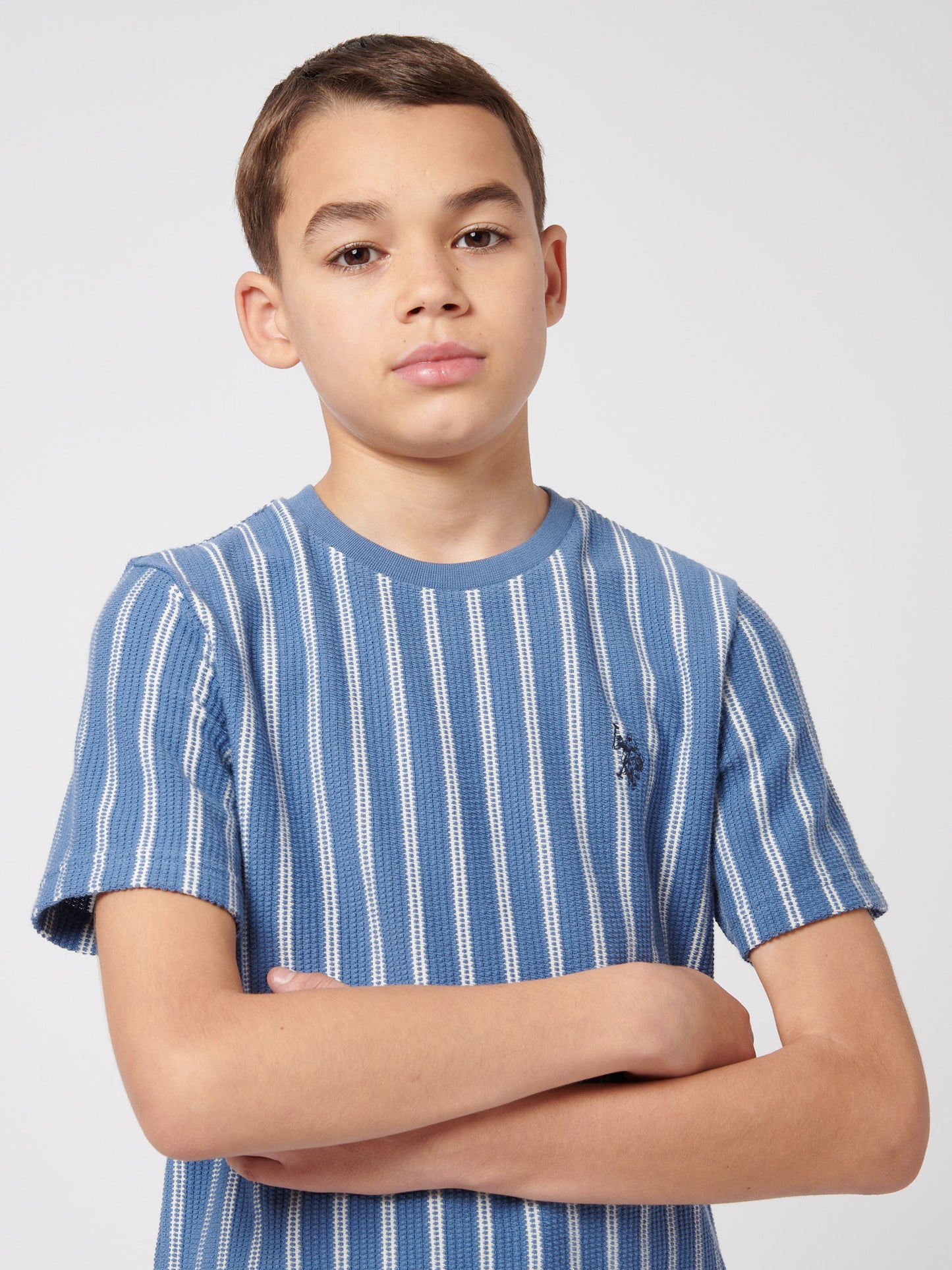 Boys Vertical Texture T-Shirt in Blue Horizon