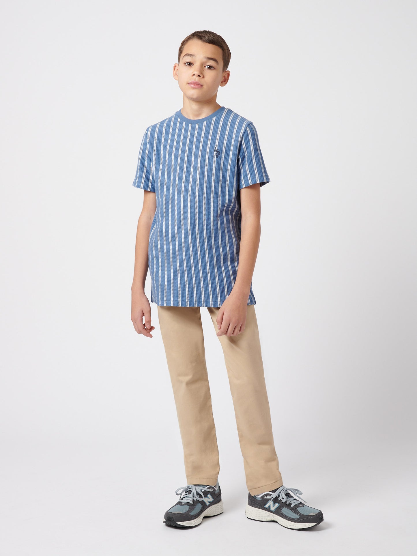 Boys Vertical Texture T-Shirt in Blue Horizon