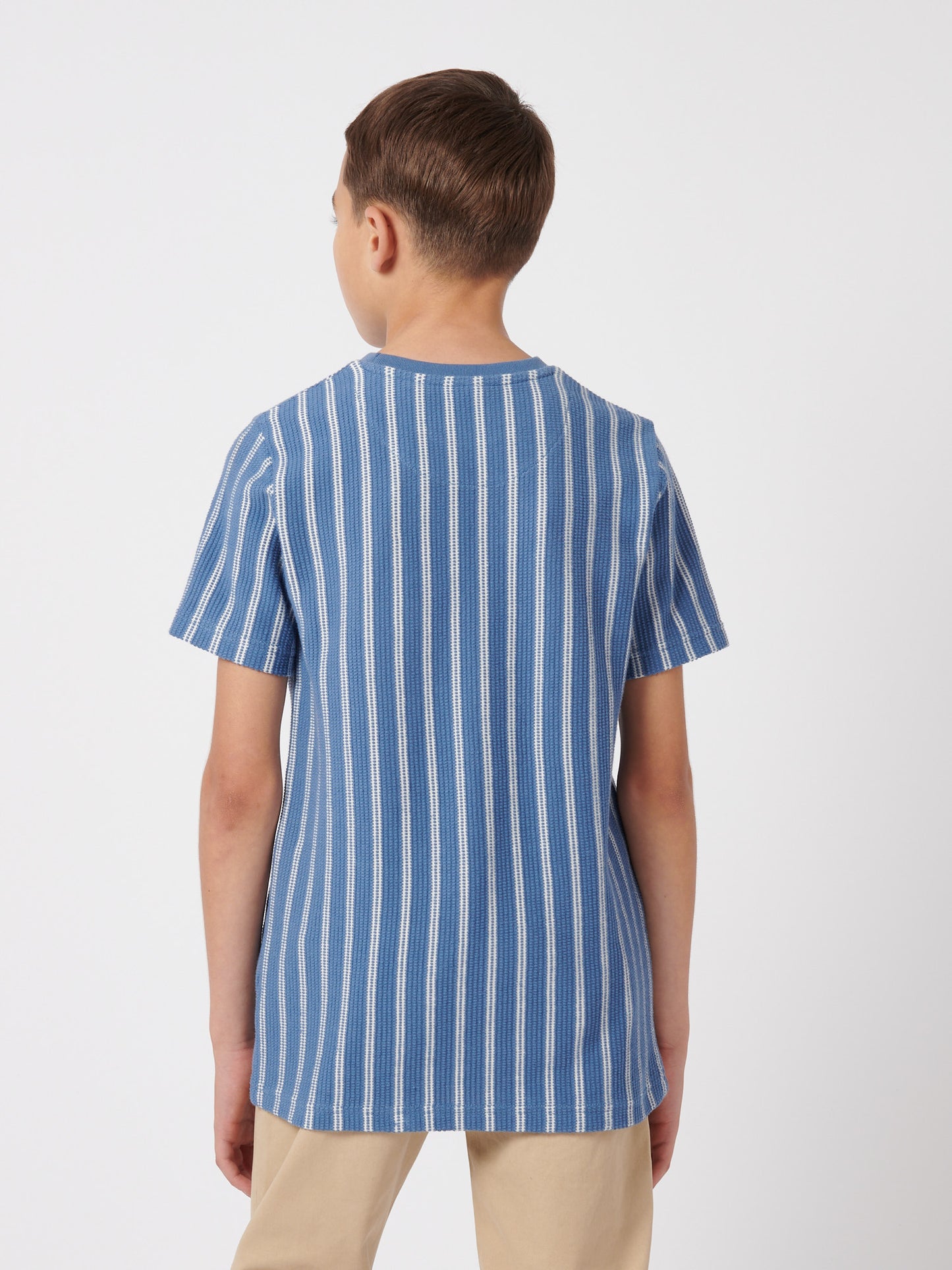 Boys Vertical Texture T-Shirt in Blue Horizon