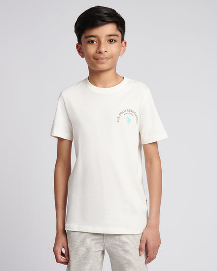 Boys Front Back Print Graphic T-Shirt in Whisper White