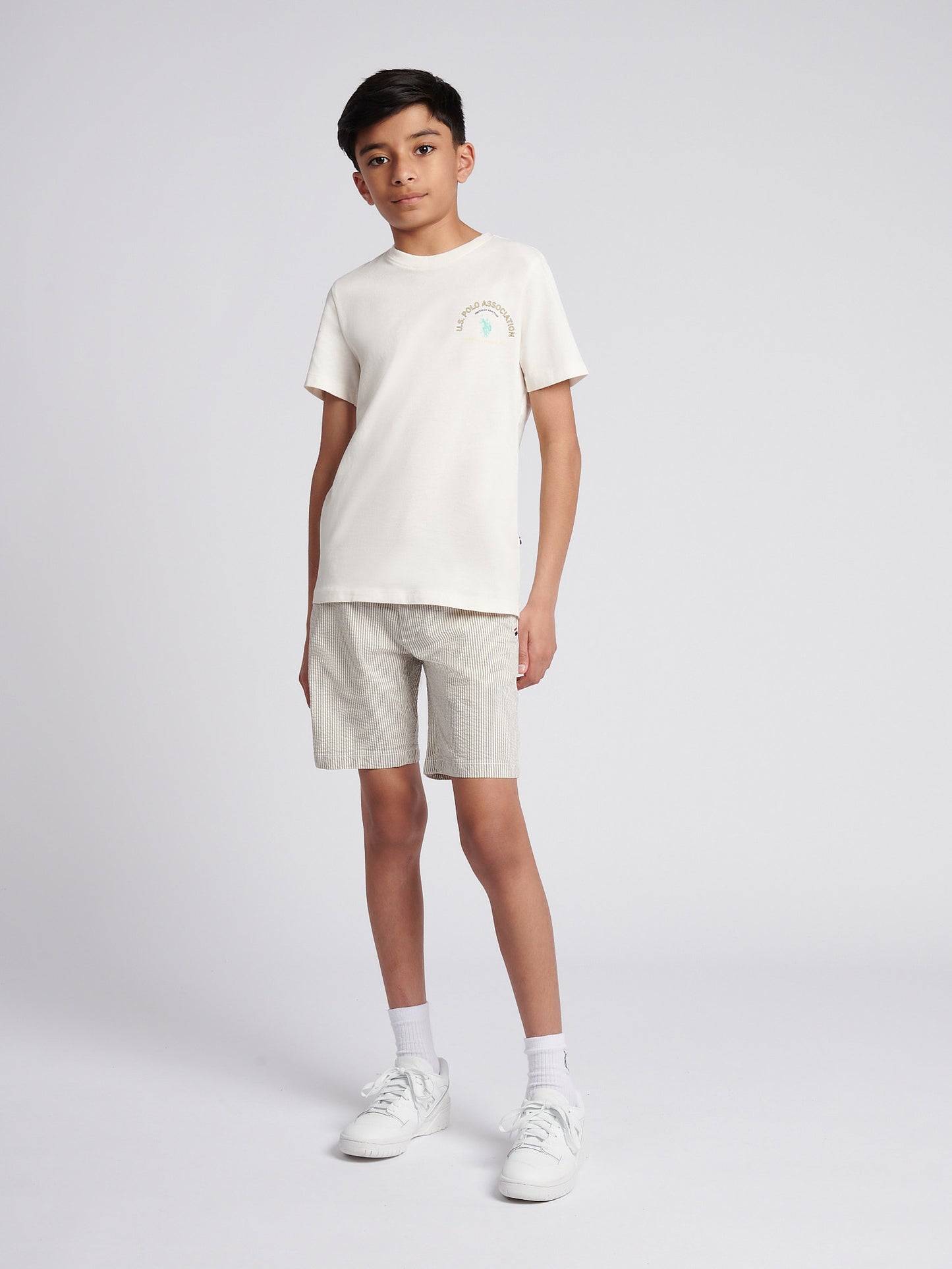 Boys Front Back Print Graphic T-Shirt in Whisper White