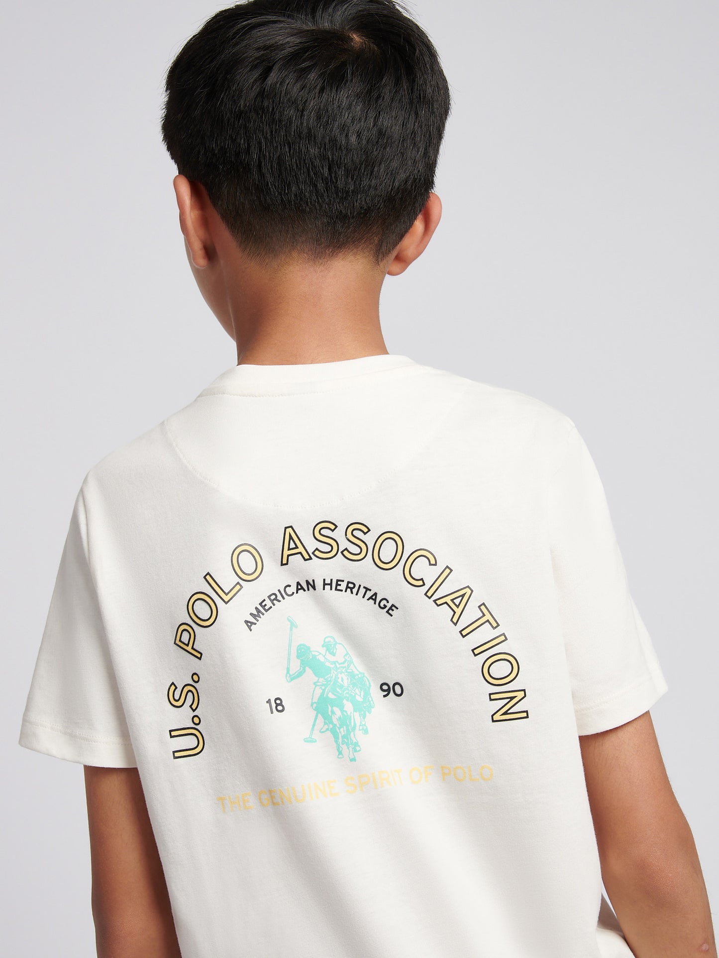 Boys Front Back Print Graphic T-Shirt in Whisper White