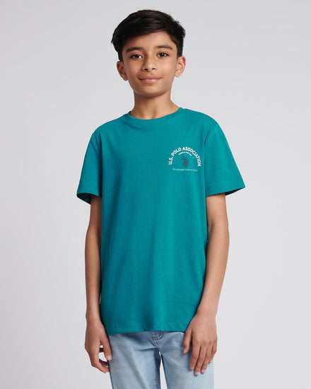 Boys Front Back Print Graphic T-Shirt in Alexandrite