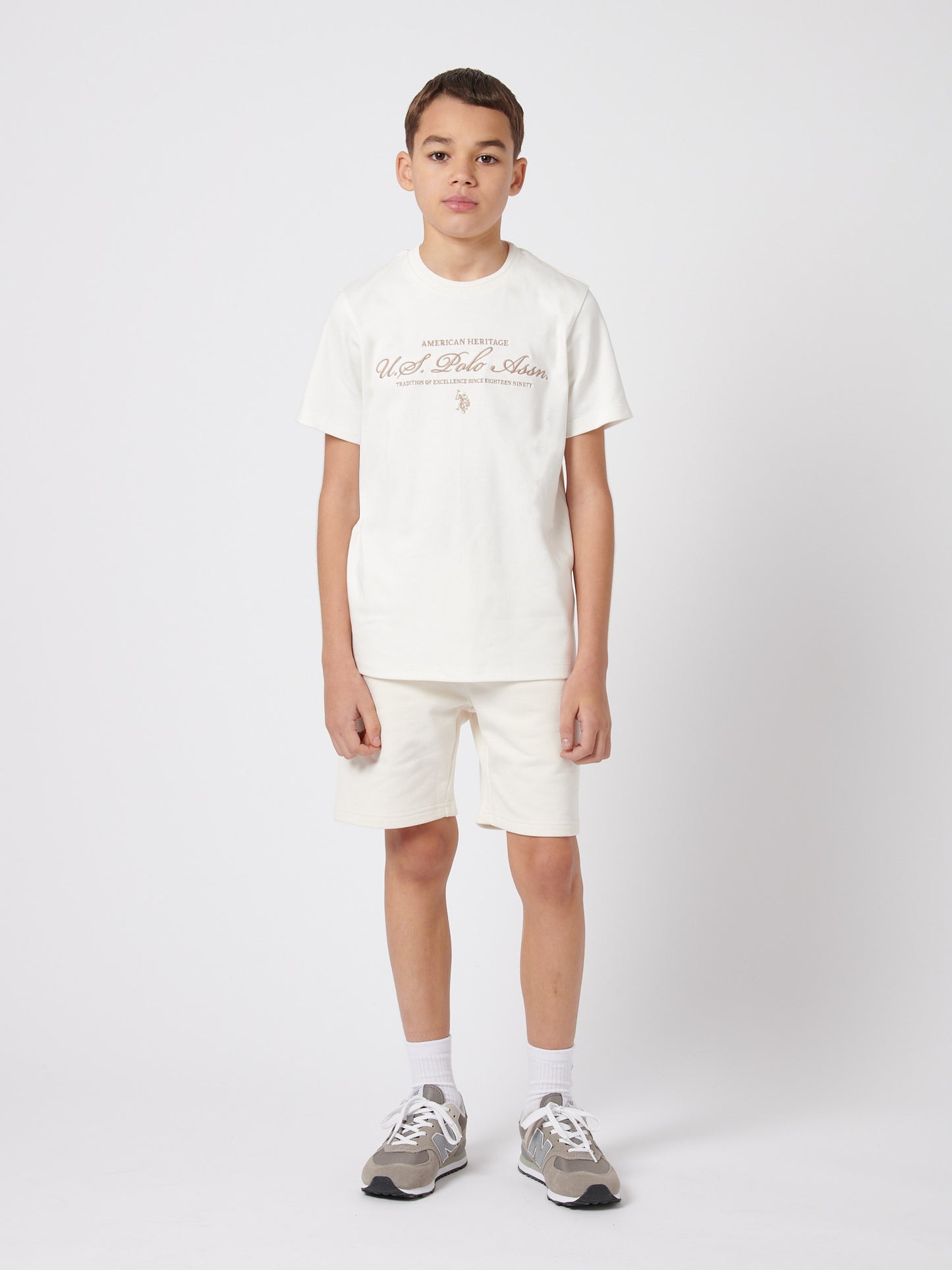 Boys Premium Embroidery Graphic T-Shirt in Whisper White