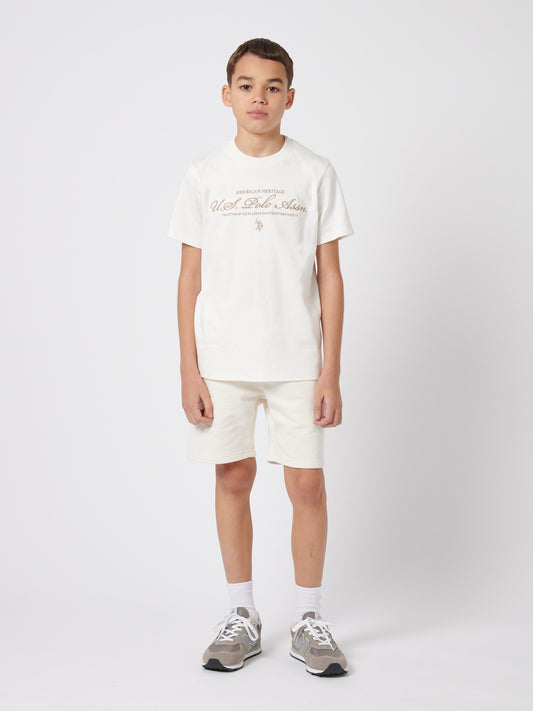 Boys Premium Embroidery Graphic T-Shirt in Whisper White