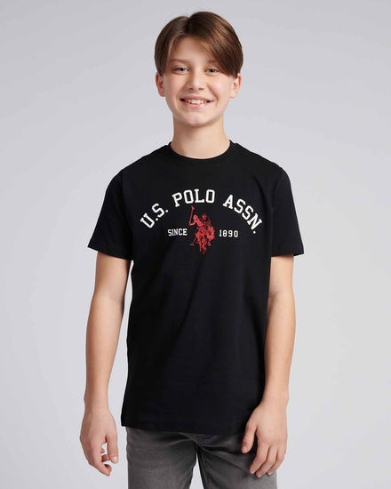Boys Signature Arch Print T-Shirt in Black