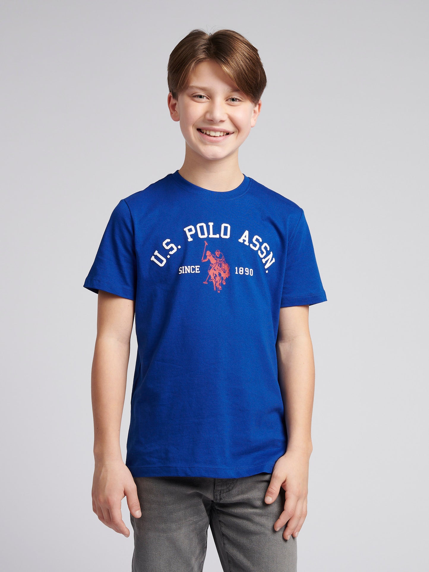Boys Signature Arch Print T-Shirt in Sodalite Blue