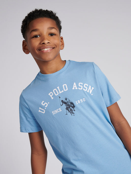 Boys Signature Arch Print T-Shirt in Allure