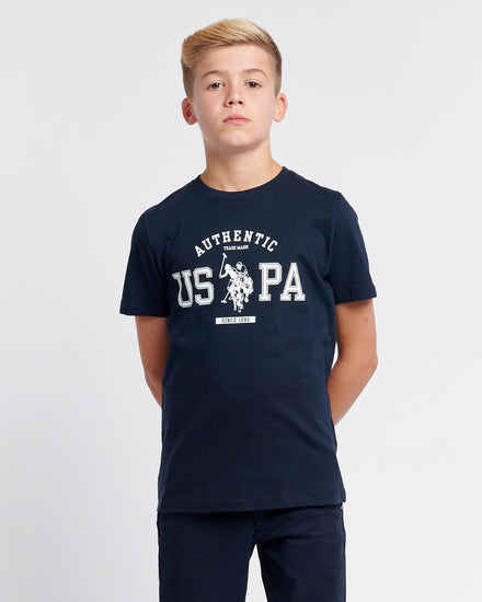 Boys Authentic Graphic T-Shirt in Dark Sapphire Navy