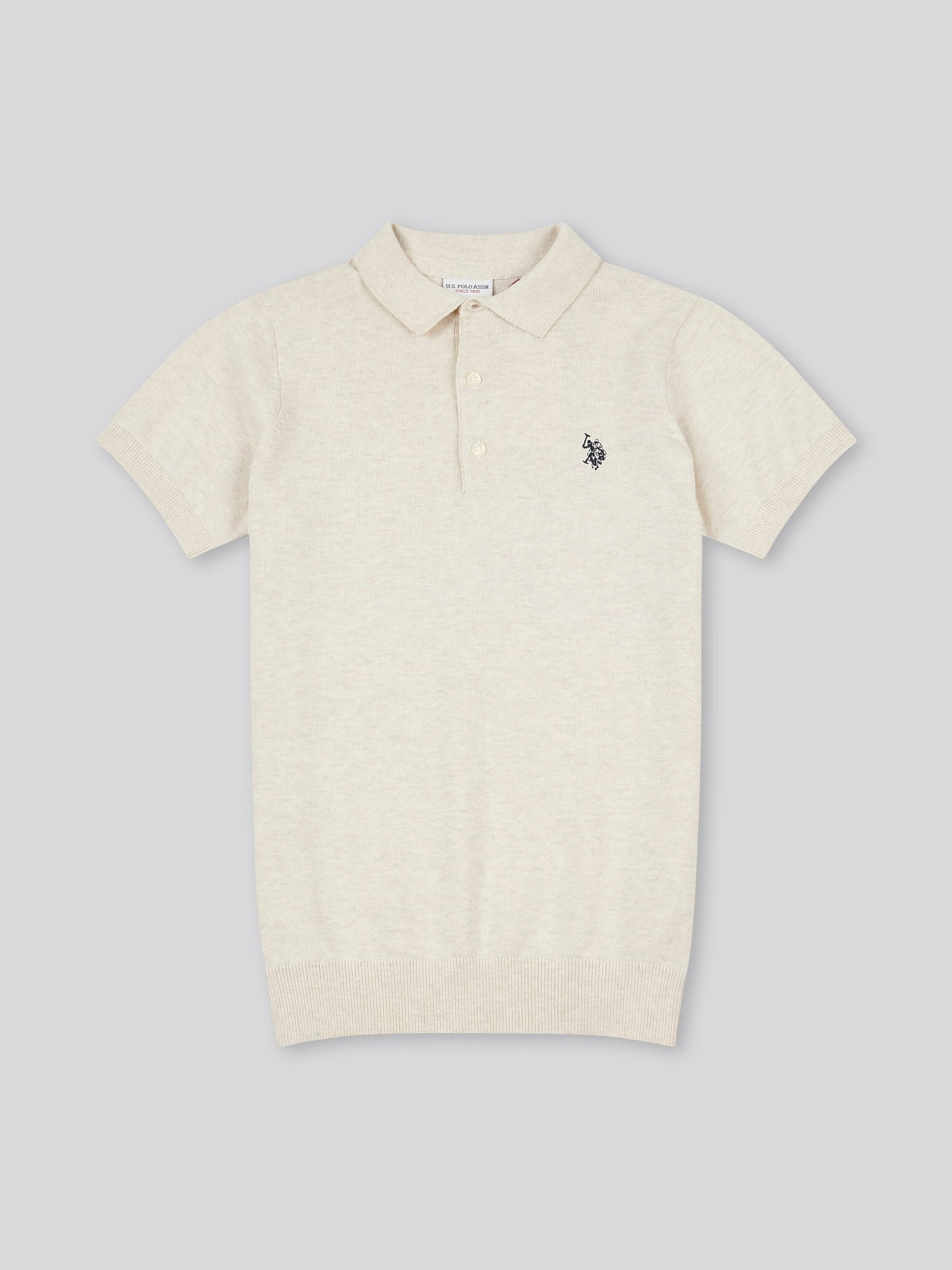 Boys Combed Cotton Polo Shirt in Birch Marl