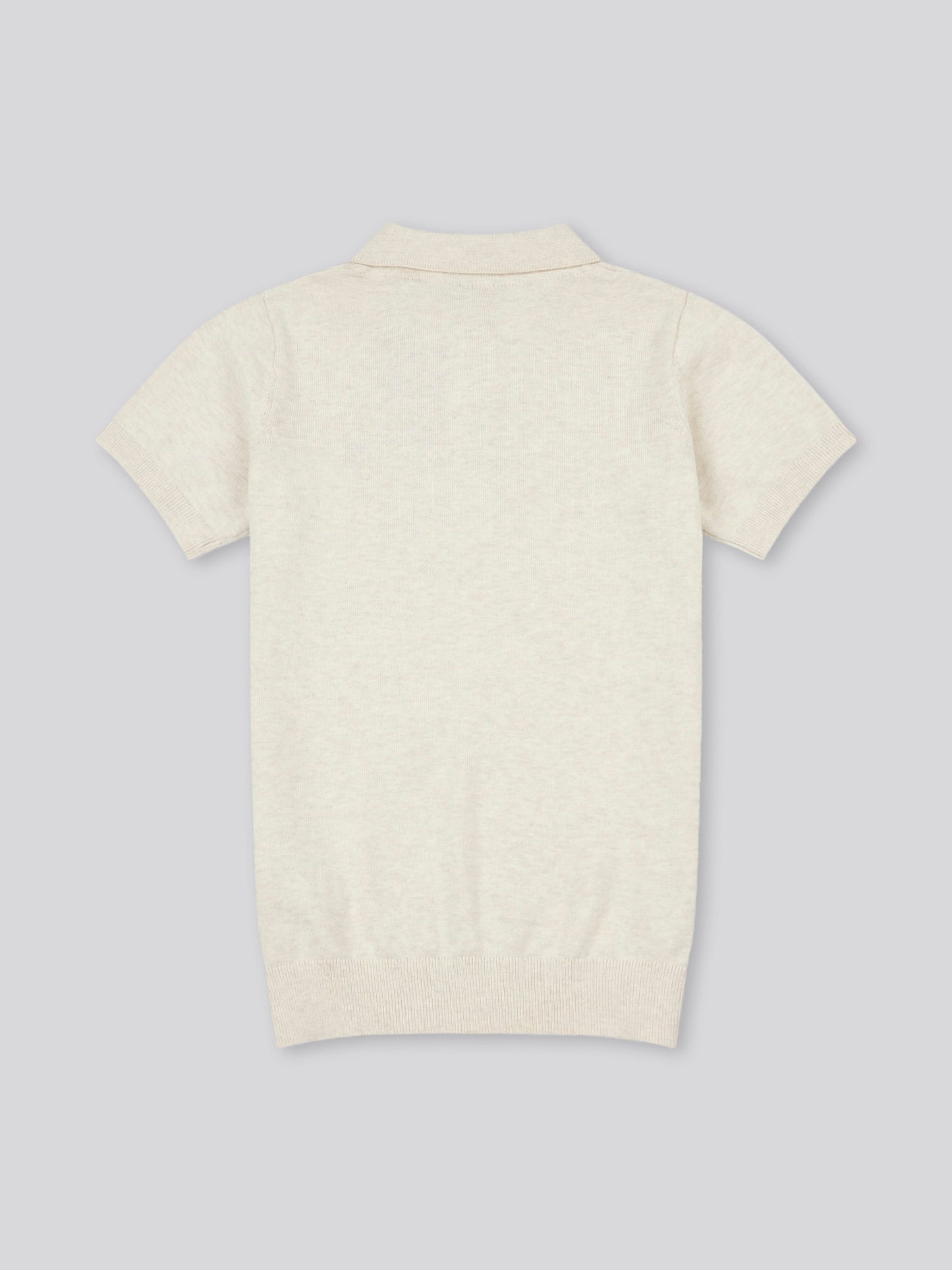 Boys Combed Cotton Polo Shirt in Birch Marl