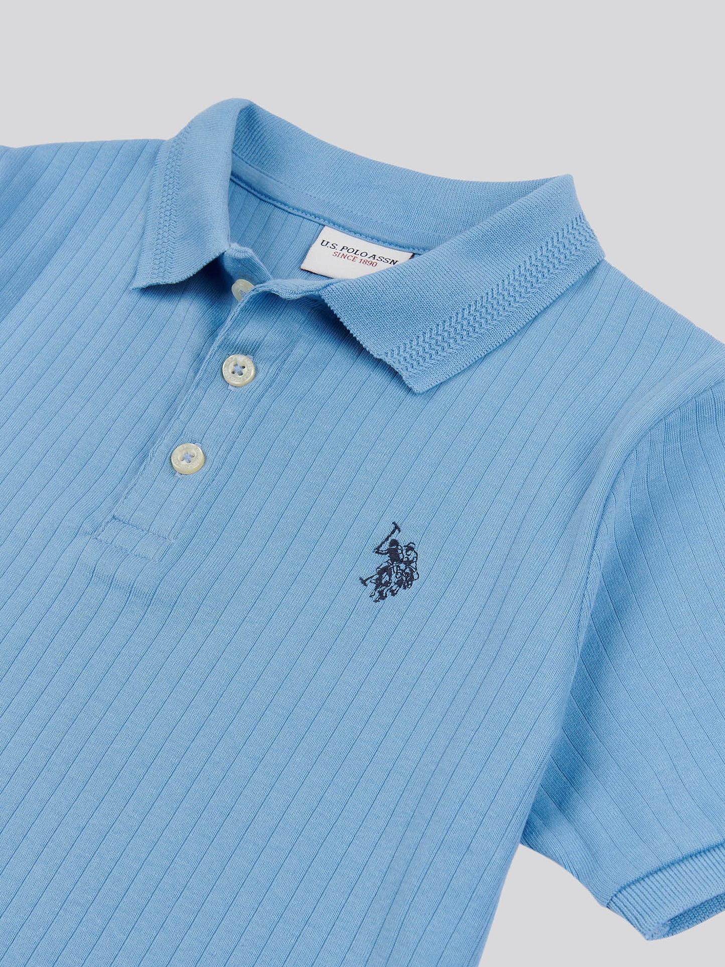 Boys Double Horsemen Rib Polo Shirt in Allure